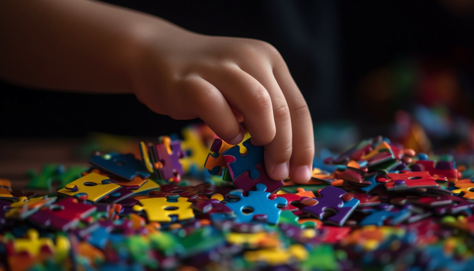 Pieza de rompecabezas colorida, actividad de juego infantil en el Instituto